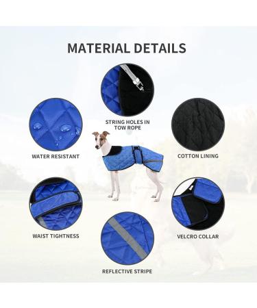 Blue 2XL Waterproof Greyhound Winter Coat for Medium Large Dogs - Buy Online on GoSupps.com