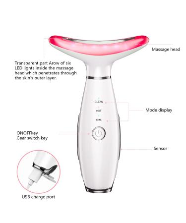 Anti-Wrinkles Face Neck Massager - Vibration Facial Device with Triple Action Modes for Tightening and Smoothing Skin - White - Buy Online on GoSupps.com