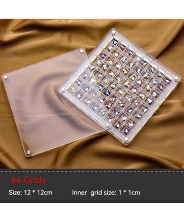 LYNNRICK Nail Art Rhinestones Storage Box Grids Nail Charms Jewelry Decoration Box Acrylic (Square) 2Piece - Buy Online on GoSupps.com