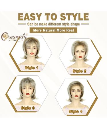 Creamily Pixie Cut Wig: Shaggy Layered Fluffy Brown Mixed Blonde 80s Mullet Rocker Wigs for Women - Buy Online on GoSupps.com