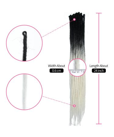 Handmade 24 Inch Thin 0.6cm Synthetic Dreadlock Extensions - 20 Strands Crochet Hair for Hip-Hop Style - Soft Dreads in Two Colors (White) - Buy Online on GoSupps.com