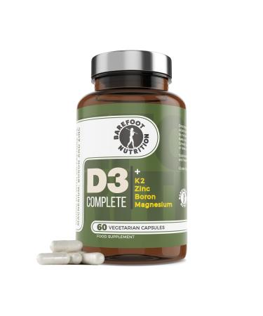 Barefoot Nutrition - Vitamin D3 Complete 4000 IU With Vitamin K2 MK-7 Magnesium Boron & Zinc Supplement High Strength Formula for Bone and Normal Health Function 60 Capsules