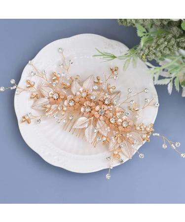 Bride Wedding Hair Comb Bridal Hair Accessories for Women Flower Rhinestone Headpiece Bridal Pearl Hair Accessories for Girls Hair Combs - Buy Online on GoSupps.com