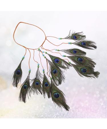 Minkissy Peacock Spring Headband | Bohemian Hippie Gypsy Vintage Feather Hair Band for Women & Girls | Perfect for Carnival & Festival - Buy Online on GoSupps.com