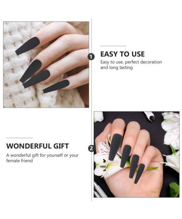 FRCOLOR 200PCs Long False Nails with Storage Box - Full Cover Black Fake Nails for Women & Nail Studios - Buy Online on GoSupps.com