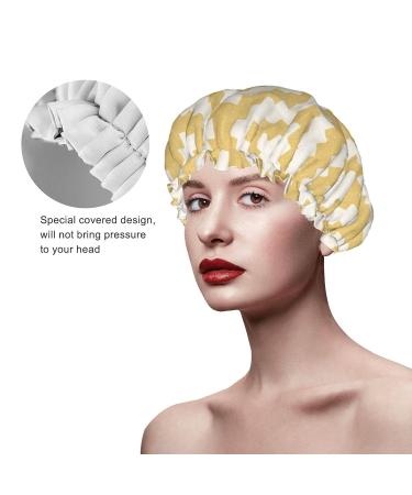 Geometric Mustard Printed Waterproof Shower Cap for Women - Fits All Head Sizes and Hair Textures - Buy Online on GoSupps.com