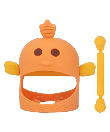 Silicone Baby At Ring Pacifier | Soothing 2-Stem Training Toy for Day & Night - Orange - Buy Online on GoSupps.com