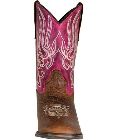 TuffRider Youth Arches Flame Embroidered Pink Square Toe Western Boots - Size 5, Brown - Buy Online on GoSupps.com
