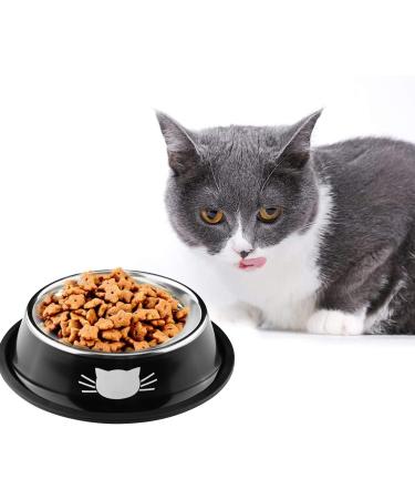 Domi Pro Non-Slip Stainless Steel Cat Bowls Set in Gray & Black - Ideal for Food and Water - Kitten Friendly (Black) - Buy Online on GoSupps.com