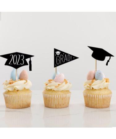 GYORI Graduation Hat Cupcake Toppers - Set of 10 Decorative Cake Toppers with Toothpicks for Birthday and Graduation Parties 10 Pcs - Buy Online on GoSupps.com