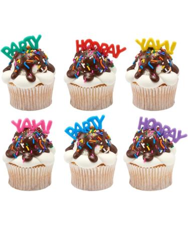 Bright Balloon Words Birthday Party Cupcake Layons Picks Toppers - 24 pc - Buy Online on GoSupps.com