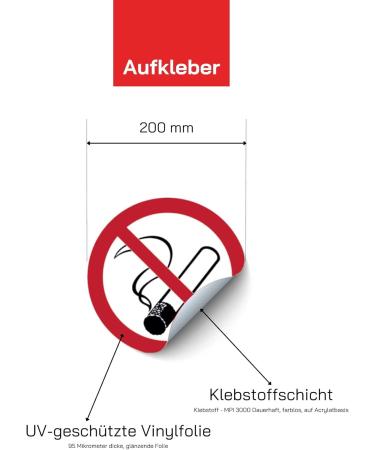 Notlok Safety Work - Smoking Forbidden Stickers (4 pcs 20cm ) - Self-Adhesive Non-Smoker Signs for Office Gastronomy & Home - Indoor/Outdoor Use - Buy Online on GoSupps.com
