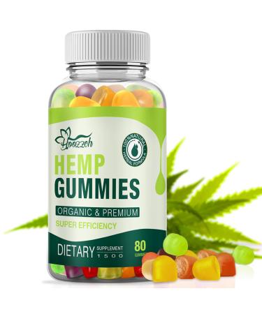 Organic Hemp Gummies High Potency Hemp Oil Extract Advanced Extra Strengthfor Pain Sleep Anxiety Relief Pure Natural Plant Edible Gummy Low Sugar for Adults 1-Pack