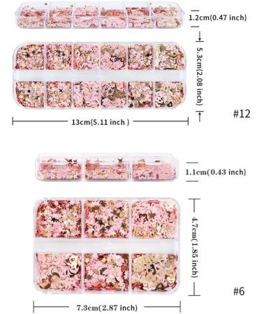 Moon Star Heart Nail Art Glitter Sequins Flower for Beauty Makeup Face Body Nail Craft Art Decoration 12 Grids - Buy Online on GoSupps.com
