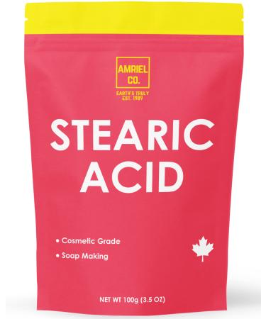 Stearic Acid (100g)| 100% Pure Cosmetic Grade| Packed In Canada | Emulsifying Thickener and Stabilizer in Lotion Creams and Personal Products| Use in Candle Soap and Detergents| Preservatives| Amriel Co.