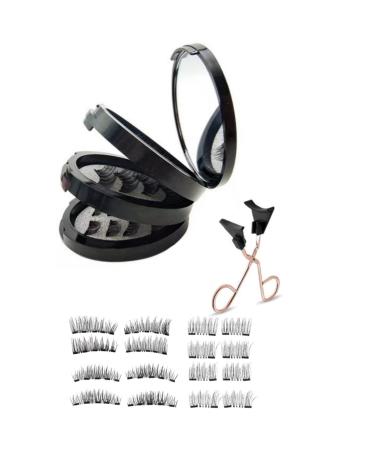 Magnetic Eyelashes Reusable Magnetic Lashes Upgraded Dual 3D 5D False Eyelashes Extension Kit with Applicator Tweezers Without Eyeliner Easy to Wear No Glue Needed