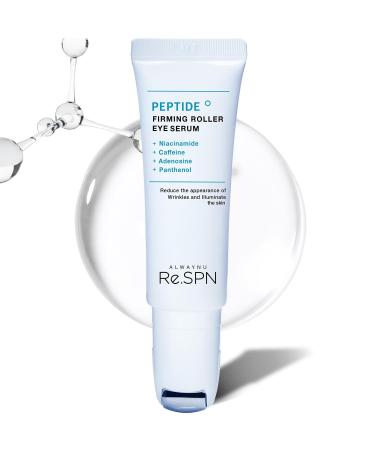 Re.SPN Peptide Firming Roller Eye Serum For Puffy Eyes Wrinkles & Dark Circles Cooling Gua Sha Metal Applicator with Niacinamide Vegan K-Beauty (0.67 fl oz) Clear(Peptide)