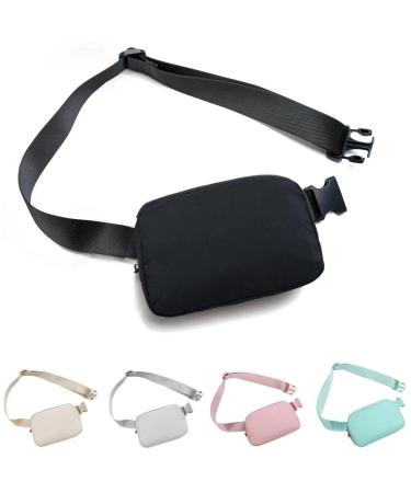Belt Bag Waist Pack Bum Bag Crossbody Fanny Pack for Women and Men with Adjustable Strap Small Waist Pouch for Travel Workout Running Hiking Black