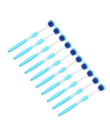 Tongue cleaner tongue cleaner 10 pieces tongue cleaner with a long handle ergonomic silicone tongue cleaner brush oral hygiene cleaning tool (blue) (blue)