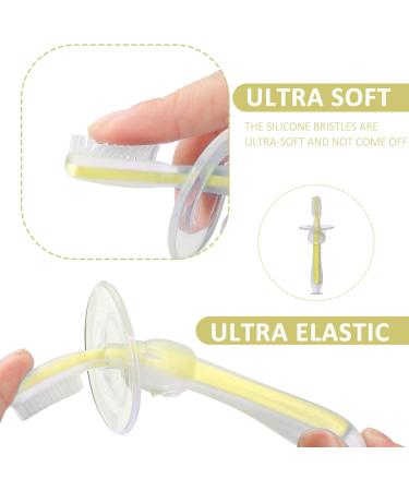 Infant Training Silicone Soft Toothbrush 0-2 Years with Baffle | BPA-Free Teeth Care | Stand Sucker Brush (Yellow) - Buy Online on GoSupps.com