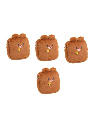 Anneome Girl Tampon Pouch 4pcs Napkin Storage Bag Travel Purses Mini Zipper Pouch Trendy Purse Mini Makeup Ladies Menstrual Pad Bag Diaper Wet Dry Bags Artificial Plush Napkin Holder Girl
