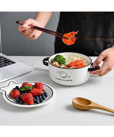Pzhoais Japanese Household Noodle Bowl Ceramic Soup Bowl with Handle Salad Pasta Bowl Kitchen Oven Bakware-A - Buy Online on GoSupps.com