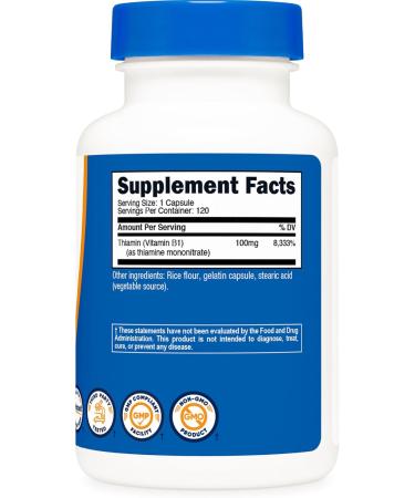 Nutricost Vitamin B1 (Thiamine) 100mg 120 Capsules - Gluten Free and Non-GMO (Pack of 2) - Buy Online on GoSupps.com