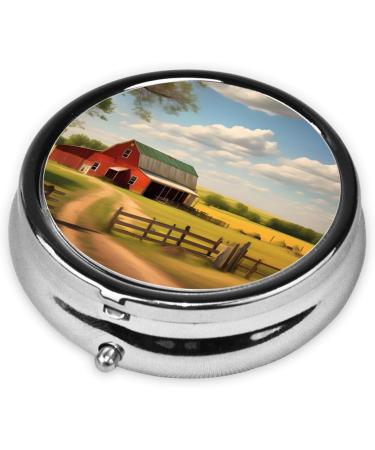 Ranch View Round Pill Box - 3 Compartment Travel Organizer for Medications | Portable & Convenient - Buy Online on GoSupps.com