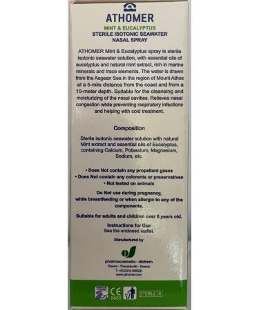 Natural Seawater Nasal Spray with Mint & Eucalyptus - Immediate Relief for Colds, Blocked Nose & Hayfever - Safe for Adults & Children (6yrs+) - 35ml/1.23oz - Buy Online on GoSupps.com