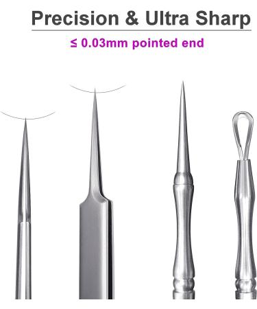 SGNEKOO Professional Facial Milia Removal Tool | Blackhead Extractor Kit with Double Ended Needle, Tweezers & Earpick | Blemish & Acne Remover Set - Buy Online on GoSupps.com