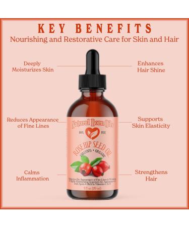 Natural Born Oils Rosehip Seed Oil 1 Gallon Organic Carrier Oil Cold-Pressed Nutrient-Rich Excellent for Radiant Skin Lustrous Hair - Buy Online on GoSupps.com