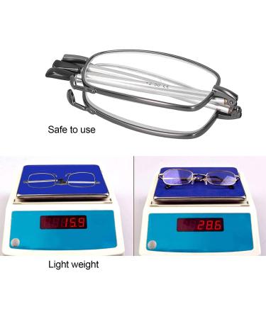 Bezax Foldable Gray Reading Glasses - Blue Light Blocking Presbyopia Eyewear for Men & Women with Portable Storage Box - Stylish & Comfortable (+250) - Buy Online on GoSupps.com
