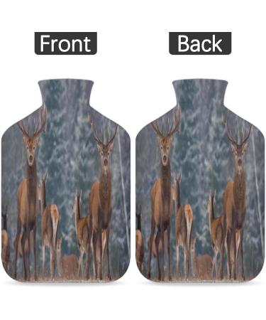 Hirsch Warm Bottle 2L with Fluffy Cover - Cozy Hot Water Bottle for Pain Relief | Perfect for Children Men & Women | Winter Animal Landscape Design - Buy Online on GoSupps.com