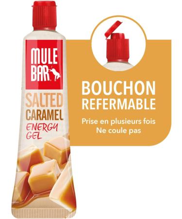 MULEBAR - Box of 24 Energy Gels - Salted Caramel - Tasty - 2IN1 - Pure or Diluted Gel - Easy to Digest - 100% Natural and Gluten Free - 37gr - Buy Online on GoSupps.com