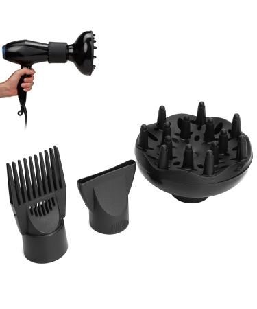 3Pcs Hair Dryer Nozzle Diffuser Set Multifunction Hair Blow Dry Nozzle Diffuser Hair Dryer Nozzle Comb Brush Attachment Concentrator Hairdressing Salon Styling Tool