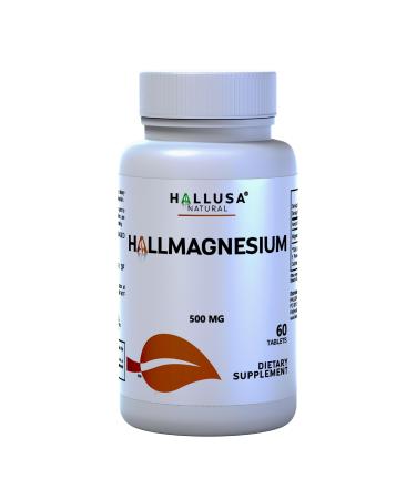 Hallusa Natural Magnesium for Leg Cramps Magnesium as Oxide 500 mg 60 Capsules 60-Day Supply Muscle Relaxation High Absorption.