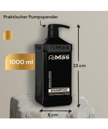 Femmas Argan & Keratin Shampoo with vegetable oils and proteins Argan oils Rich protein for healthy and supple hair Hairdressing quality 1000ml with pump - Buy Online on GoSupps.com