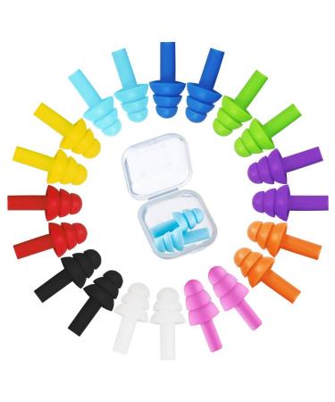 iMapo 10 Pairs Reusable Silicone Earplugs Noise Cancelling Waterproof Ear Plugs Sound Blocking with 10 Carry Case for Swimming Sleeping Concerts Loud Events and Travel 10 Assorted Colors