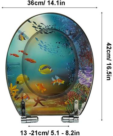 Polyresin Round Toilet Seat Ocean Series Elongated Toilet Seat with Metal Hinges 02 Little Surprise - Buy Online on GoSupps.com