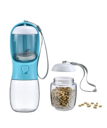 Cibaabo Dog Water Bottle, Portable Pet Dispenser with Detachable Food Container, Leak Proof Lock, Carbon Filter for Drinking, Feeding, Travel, Walking and Hiking Blue 10oz - Buy Online on GoSupps.com