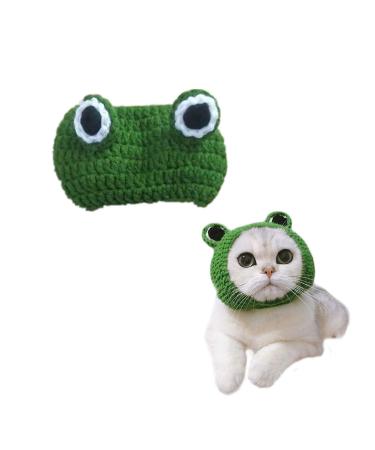 KRISMYA Pet Costume Hat/Cosplay Cap,Cat Dog Hats Handmade Knitted Woolen Yarn Cute Cartoon Frog Hat for Pet Kitten Puppy Birthday Christmas and Halloween