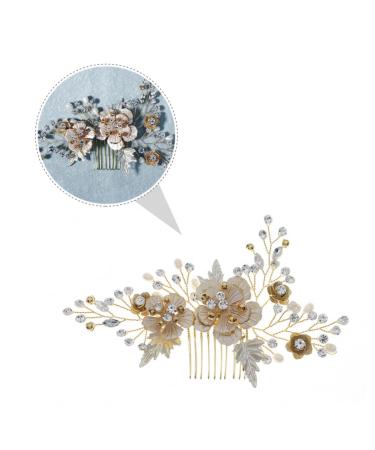 FRCOLOR 1pc comb wedding headpiece metal hairpin rhinestone hair pins weddings women decorative hairpi bridal hair slide women's hair clips Flower Shape Headwear decorate bride alloy pearl