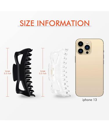 CEELGON Large Claw Clips for Thick Hair - Pack of 2 (Black/Clear) - 5.5 Inches - Buy Online on GoSupps.com