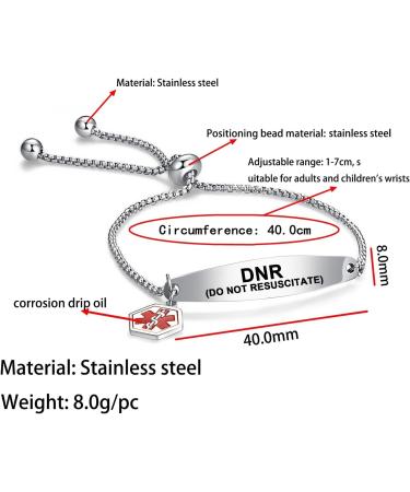 Buy DNR DO NOT RESUSCITATE Medical Alert Bracelet - Adjustable Stainless Steel Engraved ID Wristband for Men & Women | International Shipping Available - Buy Online on GoSupps.com