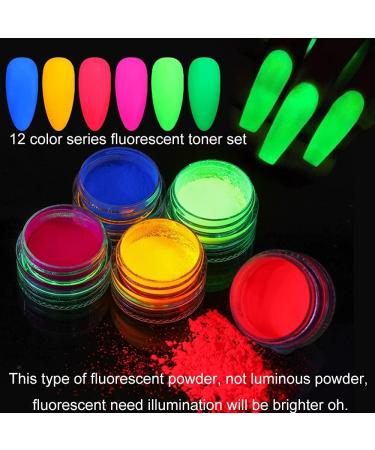 12 Color Fluorescent Nail Pigment Powder Set for Stunning Nail Art Designs - Buy Online on GoSupps.com