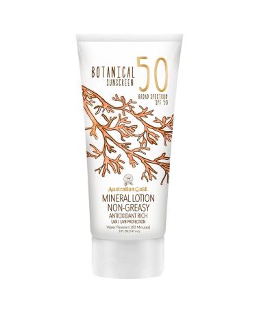 Australian Gold Botanical SPF 50 Mineral Sunscreen Lotion  Non-Chemical Sunblock with Titanium Dioxide & Zinc Oxide  Native-Australian Ingredients  Water-Resistant  Citrus Oasis Fragrance  5 Oz SPF 50 Mineral Lotion