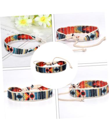 CALLARON 1pc Embroidered Ethnic Bracelet Tribal Jewelry Fabric Wirstlet Bracelets for Women Embroidered Wrist Chain Hand Bohemian Jewelry Rope Ribbon Cotton Rope Braided Rope Miss - Buy Online on GoSupps.com
