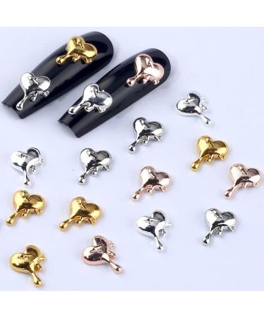 20pcs 3D Alloy Heart Nail Charms - Droplets Lava Heart Shape Art Charms for Nails - Punk Chrome Charms - Irregular Molten Love Metal Jewelry & Accessories - Buy Online on GoSupps.com