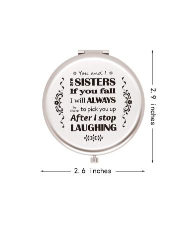 Muminglong Frosted Compact Makeup Mirror - Sister's Birthday & Christmas Gift Ideas - Sister-Sister Laughing (Silver) - Buy Online on GoSupps.com