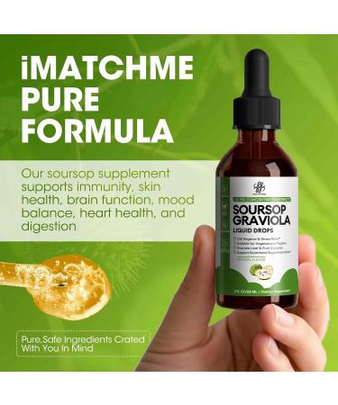 iMATCHME (2 Pack Soursop Graviola Liquid Drop for Cell Support & Regeneration, Immune System and Gut Health Support, Pure Soursop Bitters Liquid, High Absorption, Sugar/Gluten Free, Natural Flavor Original 2 Fl Oz (Pack of 2) - Buy Online on GoSupps.com